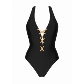 MISSION SWIM Strój jednoczęściowy NICKY - black/gold | Sklep Bebio