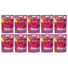 Zestaw żelków owocowych BeRAW! Kids Malina z chrupkami 10 x 35 g