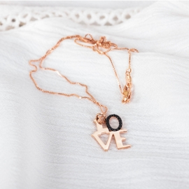 Srebrny naszyjnik pozłacany Rose Gold 925 LOVE Ewa Chodakowska