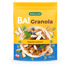 Granola pełnoziarnista kokosowa z miodem Bakalland BA! 300g 