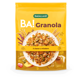 Granola pełnoziarnista 5 ziaren z miodem Bakalland BA! 300g 