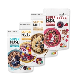 Zestaw SuperMusli Purella Superfoods mix 4 smaków 4 x 200g 