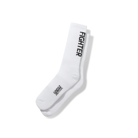 Skarpety unisex białe z czarnym napisem FIGHTER |Łukasz Jemioł