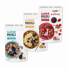 Zestaw SuperMusli Purella Superfoods mix 3 smaków 3 x 200g 