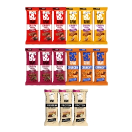 Zestaw batonów BeRAW! crispy fruit, protein vanilla cheesecake, crunchy 15x40g