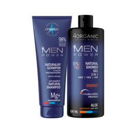 Szampon przeciwłupieżowy MAN POWER 250ml + GRATIS Naturalny żel pod prysznic MEN POWER 3w1 Energy 500ml 4Organic DZIEŃ TATY