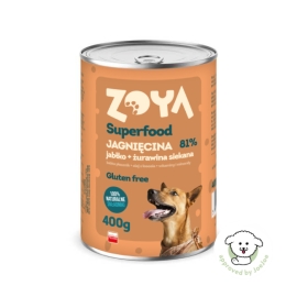 Superfood jagnięcina z żurawiną i babką płesznik puszka – 400g ZOYA | Sklep Bebio 