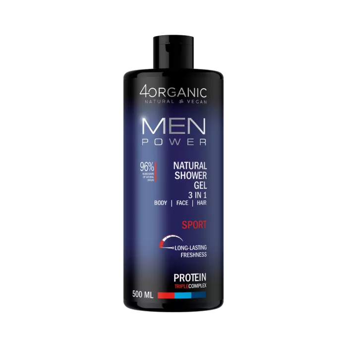 Naturalny żel pod prysznic 3 w 1 MEN POWER Sport 500ml | Sklep