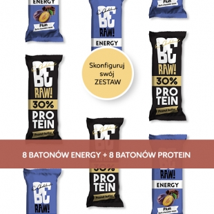 Skonfiguruj swój zestaw batonów BeRaw  | 8 x Energy  8 x Protein 