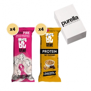 Zestaw 8 batonów Energia & Proteina Beraw | 4x think pink 4x peanut butter 27%