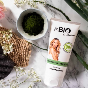 beBIO Cosmetics Naturalny żel pod prysznic SPIRULINA I CHLORELLA | 200ml 99% naturalnych składników