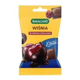 Wiśnia w gorzkiej czekoladzie 37 g Bakalland | Sklep Bebio 