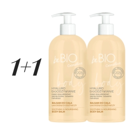 1+1 GRATIS Naturalny balsam do ciała z kwasem hialuronowym, siemieniem lnianym, bawełną, trehalozą 350ml | Sklep Bebio