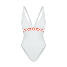 MISSION SWIM Strój jednoczęściowy INES - white/coral rozmiar M | Sklep Bebio