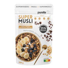 SuperMusli Purella Superfoods Proteina 200g, 25% białka, kakao, orzeszki arachidowe, czekolada 200 g Ewa Chodakowska