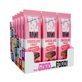 Zestaw batonów owocowych BeRAW! Chocolate Fruit Raspberry malinowy w czekoladzie 15 x 40 g | Sklep Bebio