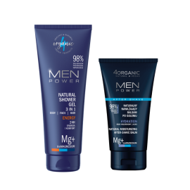 Zestaw kosmetyków dla mężczyzn MEN POWER żel pod prysznic, balsam po goleniu | 4Organic