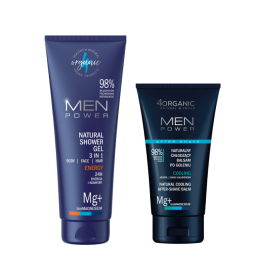 Zestaw kosmetyków dla mężczyzn MEN POWER żel pod prysznic, balsam po goleniu cooling | 4Organic