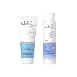 beBIO Cosmetics Zestaw Naturalny Szampon do włosów Przetłuszczających się + Odżywka do włosów przetłuszczających się Ewa Chodakowska
