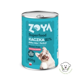 ZOYA SUPERFOOD DLA SZCZENIAKA KACZKA Z FENKUŁEM PUSZKA 400G Ewa Chodakowska